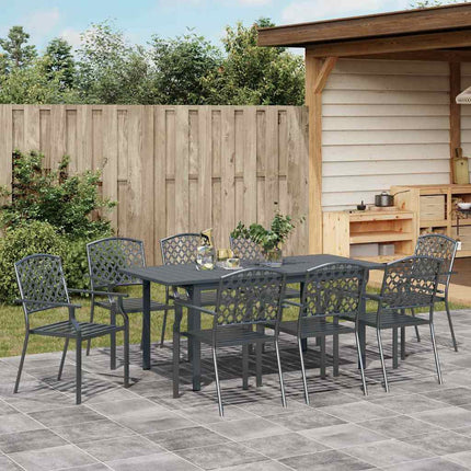 Trädgårdsmöbelset 9 pcs Antracit Pulverlackerad stål