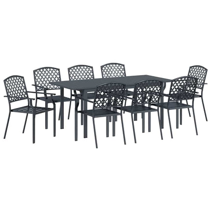 Trädgårdsmöbelset 9 pcs Antracit Pulverlackerad stål
