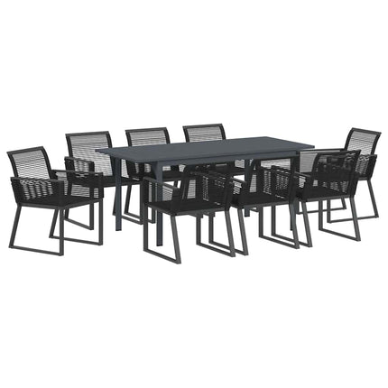 Trädgårdsmöbelset 9 pcs Svart konstrotting