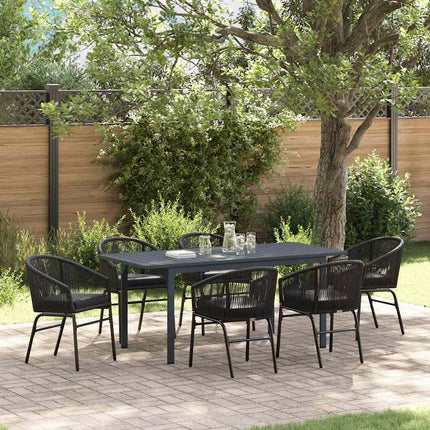 Trädgårdsmöbelset 7 pcs Svart konstrotting
