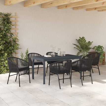 Trädgårdsmöbelset 7 pcs Svart konstrotting