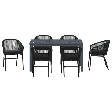 Trädgårdsmöbelset 7 pcs Svart konstrotting