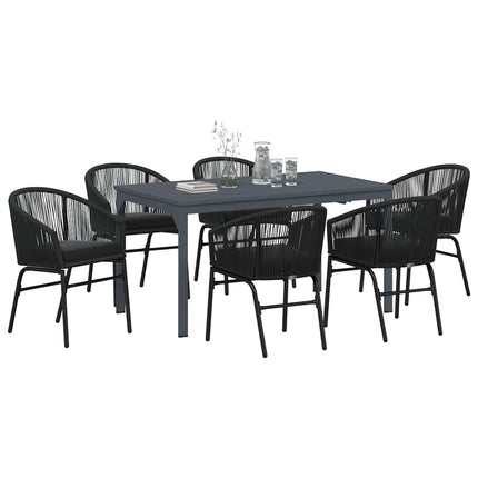 Trädgårdsmöbelset 7 pcs Svart konstrotting