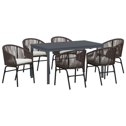 Trädgårdsmöbelset 7 pcs Brun konstrotting