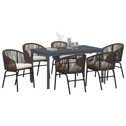 Trädgårdsmöbelset 7 pcs Brun konstrotting