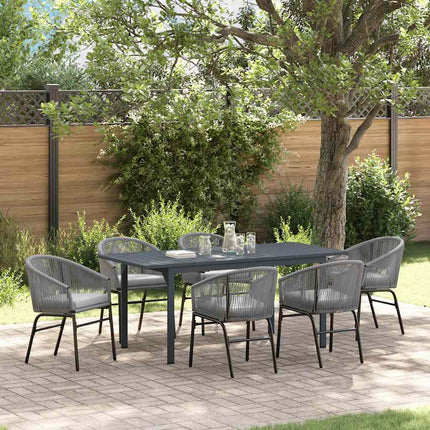 Trädgårdsmöbelset 7 pcs Grå konstrotting