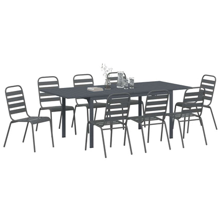 Trädgårdsmöbelset 9 pcs Antracit Pulverlackerad stål