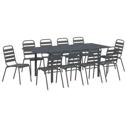 Trädgårdsmöbelset 11 pcs Antracit Pulverlackerad stål