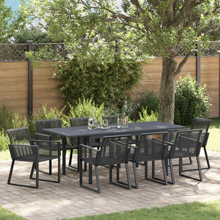 Trädgårdsmöbelset 9 pcs Svart konstrotting