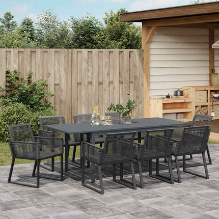 Trädgårdsmöbelset 9 pcs Svart konstrotting