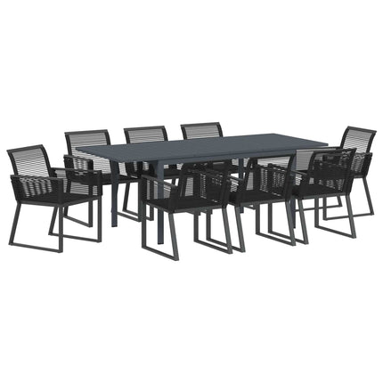 Trädgårdsmöbelset 9 pcs Svart konstrotting