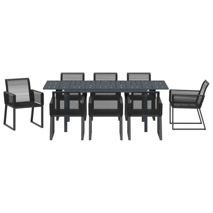 Trädgårdsmöbelset 9 pcs Svart konstrotting