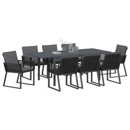 Trädgårdsmöbelset 9 pcs Svart konstrotting