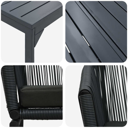 Trädgårdsmöbelset 9 pcs Svart konstrotting