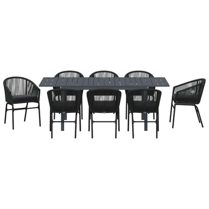 Trädgårdsmöbelset 9 pcs Svart konstrotting