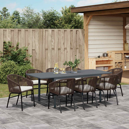 Trädgårdsmöbelset 9 pcs Brun konstrotting