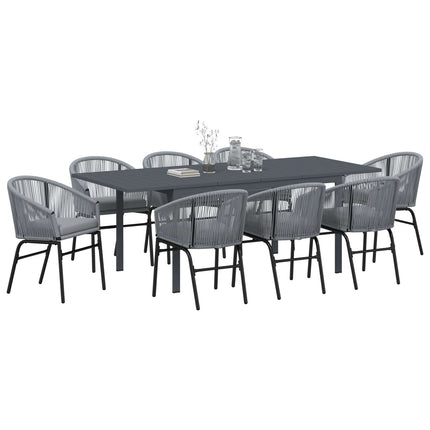 Trädgårdsmöbelset 9 pcs Grå konstrotting