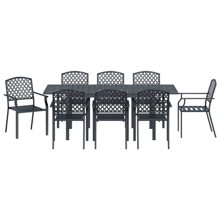 Trädgårdsmöbelset 9 pcs Antracit Stål