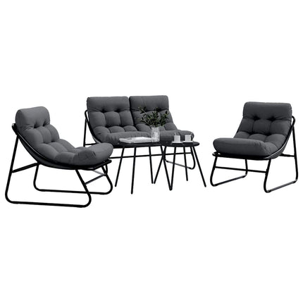 Trädgårdsmöbelset 5 pcs Svart Stål