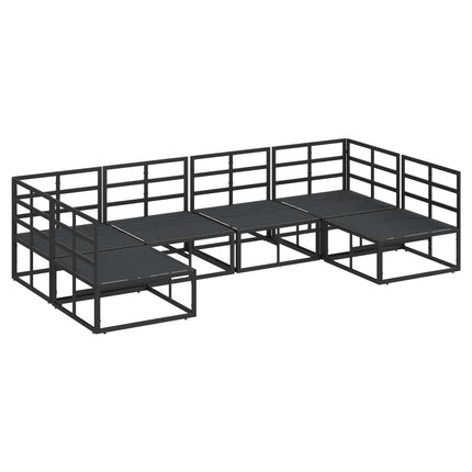 Trädgårdsoffset med kudde 6 pcs Svart Aluminium