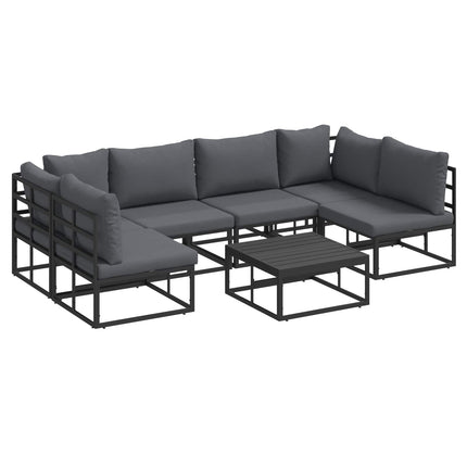 Trädgårdsoffset med kudde 7 pcs Svart Aluminium