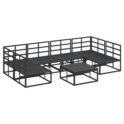 Trädgårdsoffset med kudde 7 pcs Svart Aluminium