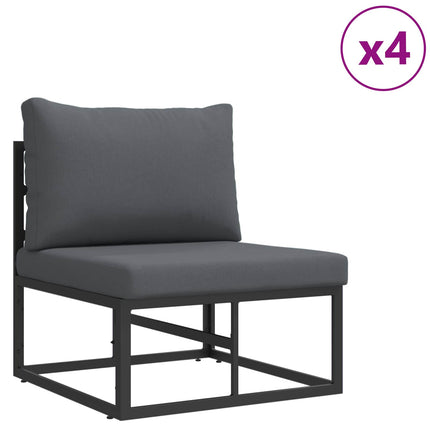 Trädgårdsoffset med kudde 7 pcs Svart Aluminium