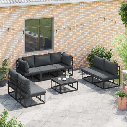 Trädgårdsoffset 7 st Svart Aluminium