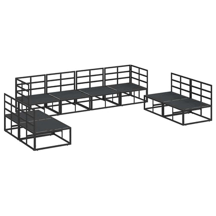 Trädgårdsoffset med kudde 8 pcs Svart Aluminium