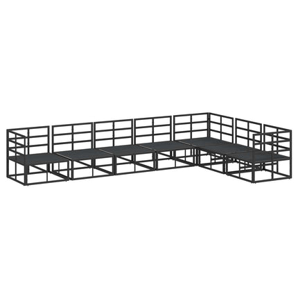 Trädgårdsoffset med kudde 7 pcs Svart Aluminium