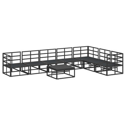 Trädgårdsoffset med kudde 8 pcs Svart Aluminium