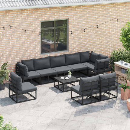 Trädgårdsoffset 9 st Svart Aluminium