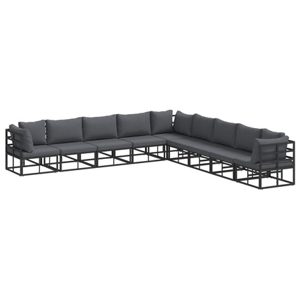 Trädgårdsoffset 9 st Svart Aluminium