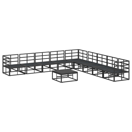 Trädgårdsoffset med kudde 10 pcs Svart Aluminium