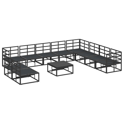 Trädgårdsoffset med kudde 11 pcs Svart Aluminium