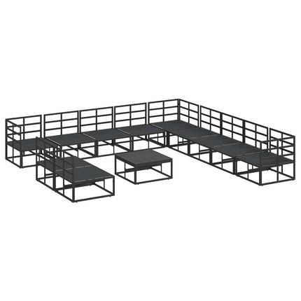 Trädgårdsoffset med kudde 12 pcs Svart Aluminium