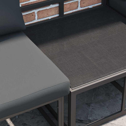 Trädgårdsoffset med kudde 11 pcs Svart Aluminium