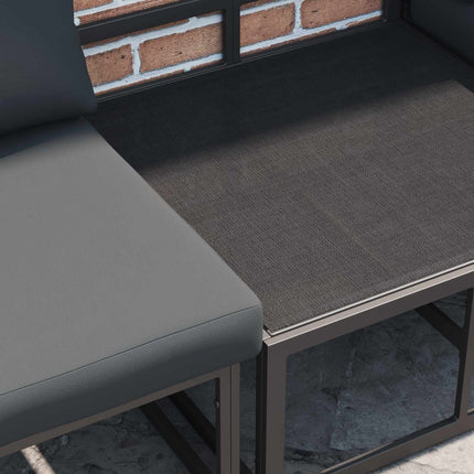 Trädgårdsoffset med kudde 10 pcs Svart Aluminium