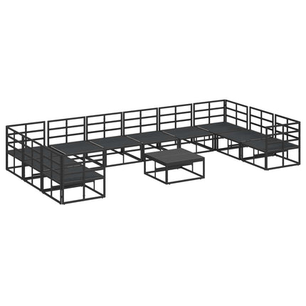 Trädgårdsoffset med kudde 11 pcs Svart Aluminium
