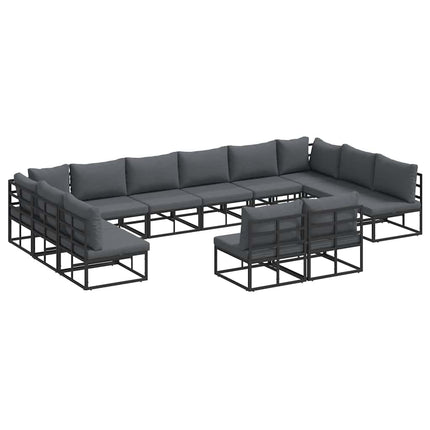 Trädgårdsoffset 12 st Svart Aluminium