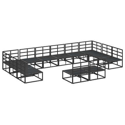 Trädgårdsoffset med kudde 12 pcs Svart Aluminium