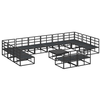 Trädgårdsoffset med kudde 13 pcs Svart Aluminium