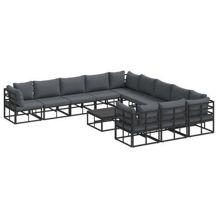 Trädgårdsoffset 12 st Svart Aluminium