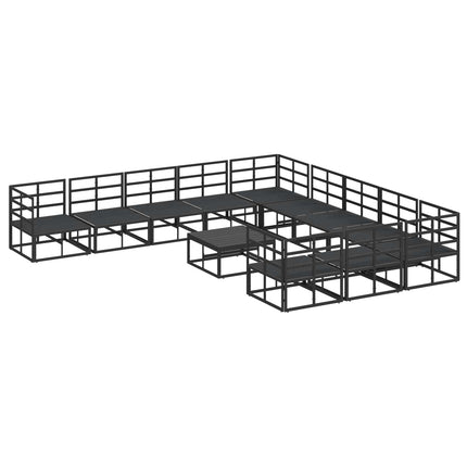 Trädgårdsoffset med kudde 12 pcs Svart Aluminium