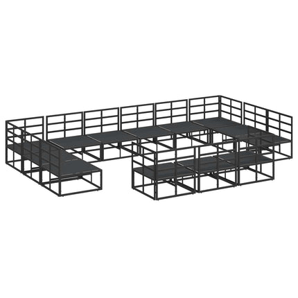 Trädgårdsoffset med kudde 13 pcs Svart Aluminium