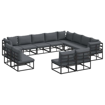 Trädgårdsoffset 12 st Svart Aluminium