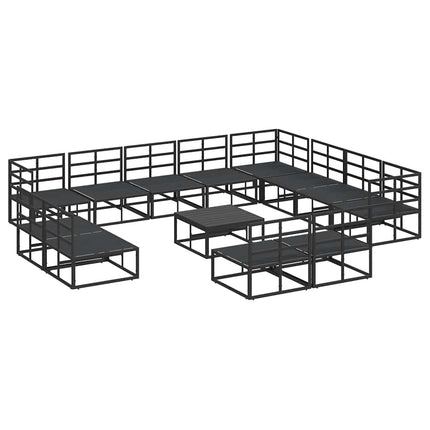 Trädgårdsoffset med kudde 13 pcs Svart Aluminium