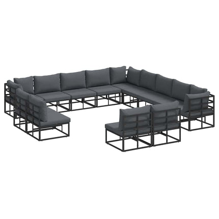 Trädgårdsoffset med kudde 13 pcs Svart Aluminium