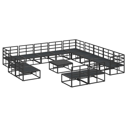 Trädgårdsoffset med kudde 14 pcs Svart Aluminium