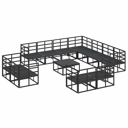 Trädgårdsoffset med kudde 12 pcs Svart Aluminium